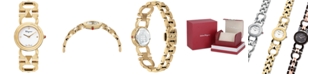 Salvatore Ferragamo Women's Swiss Double Gancini Stud Gold Ion Plated Link Bracelet Watch 25mm
